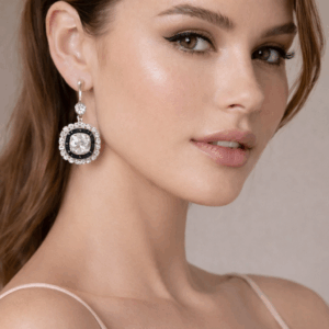 Platinum 4.80 Ct. Diamond & Onyx Earrings