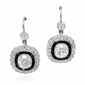 Platinum 4.80 Ct. Diamond & Onyx Earrings