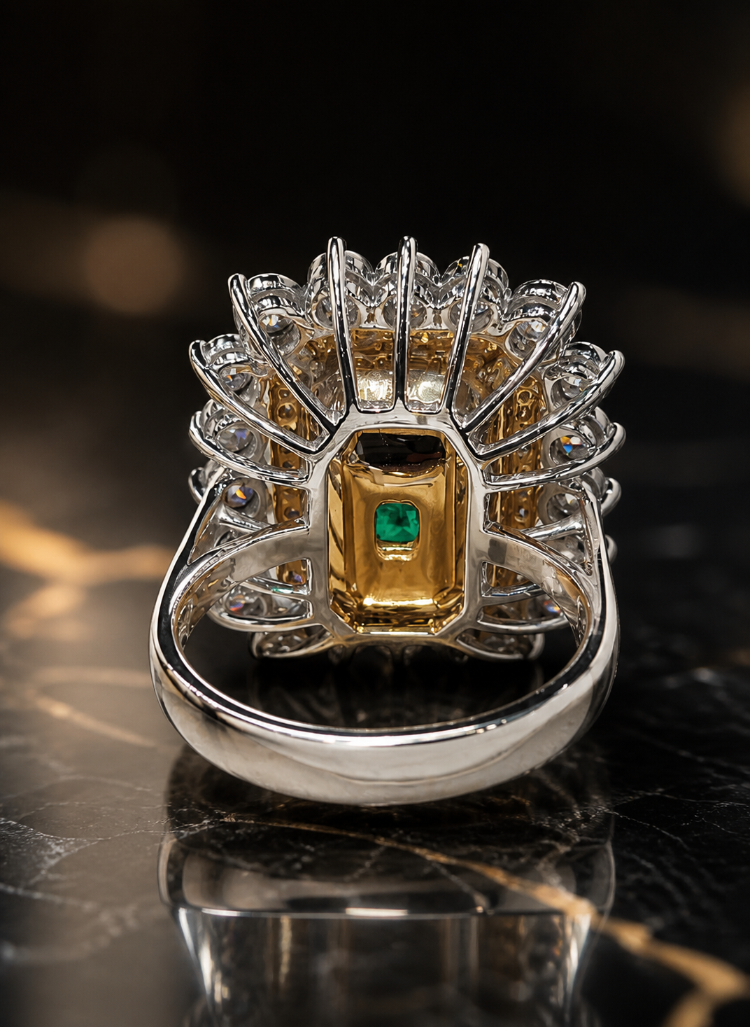 6.28 Ct Colombian emerald framed by white and pink diamonds in platinum & 18K gold - Image 2
